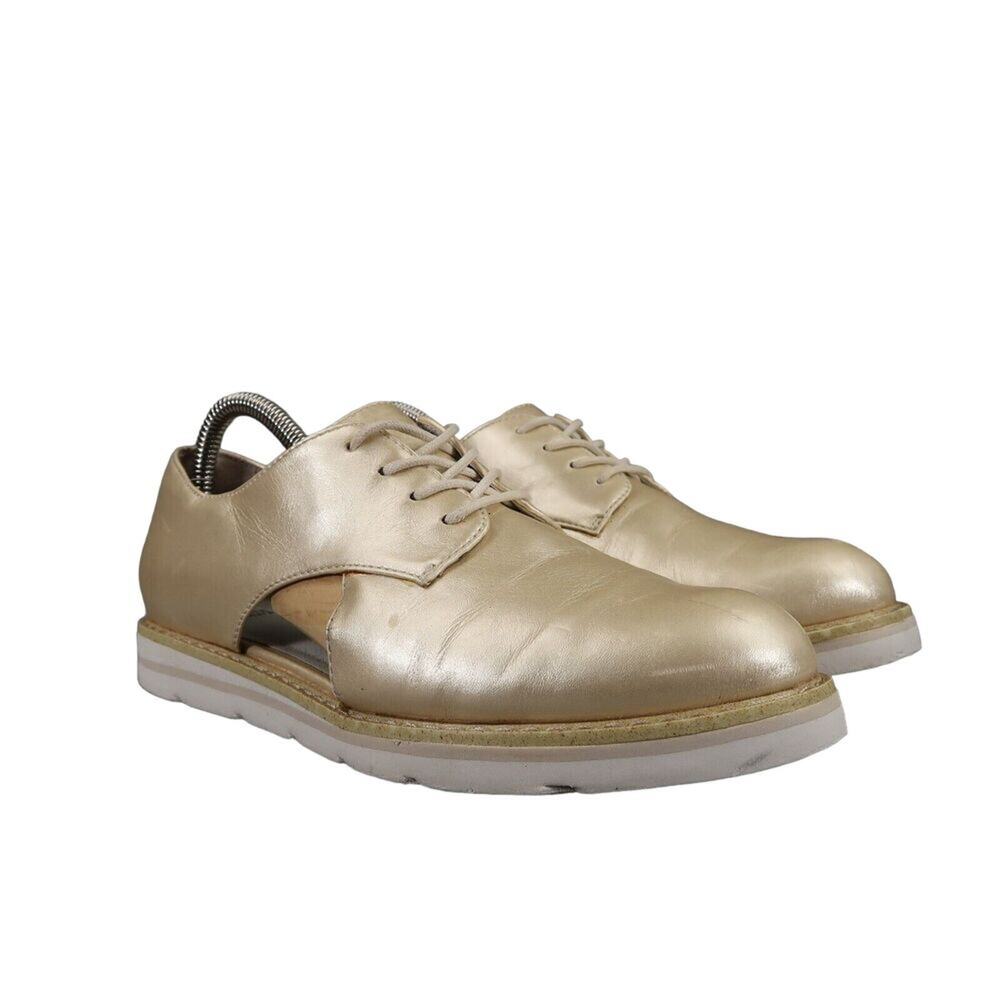 White Mountain Shoes Womens 7 Oxford Cutout Gold Derby Fashion Lace Up Timmy
